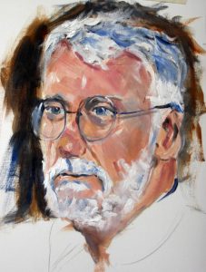 portrait class, beginners, done in acrylics, head of man, southport, formby on merseyside