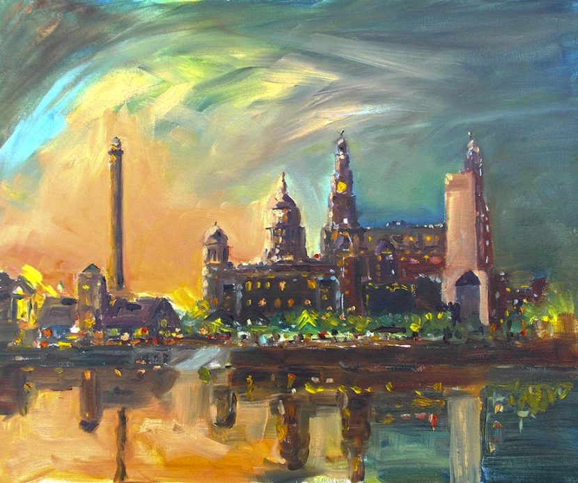 three graces, sunset, Liverpool beginners artclass merseyside
