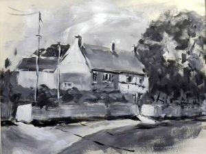acrylic black and white painting, done in impressionistic style, beginners art classes, near me, liverpool, southport, preston, lancashire and merseyside
