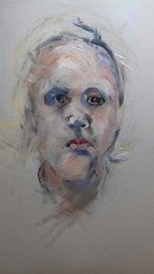 portrait study by artist roy munday, working gestrualy, art classes on Merseyside 